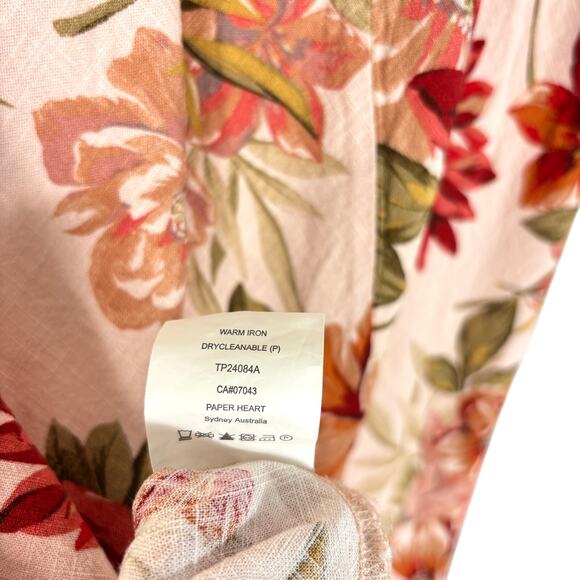 Anthropologie Paper Heart Pink Floral Linen Sleeveless Maxi Dress Size XS - Picture 7 of 8